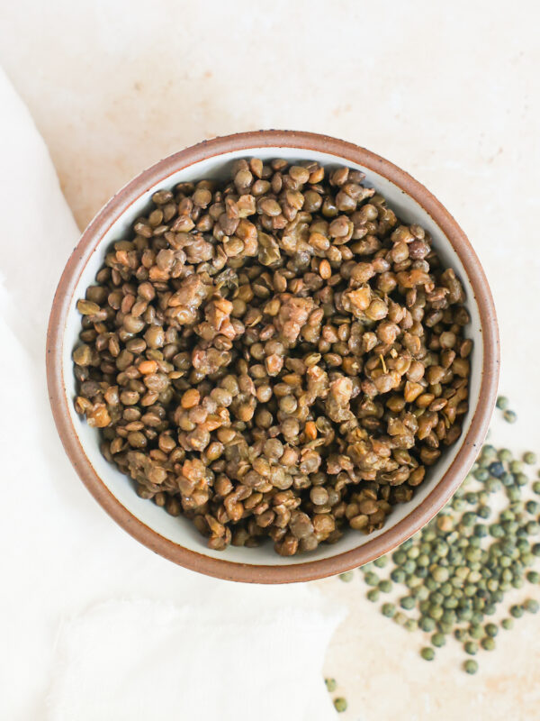 overhead instant pot lentils in bowl