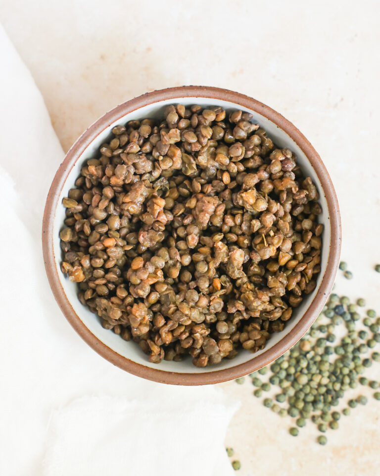 overhead instant pot lentils in bowl