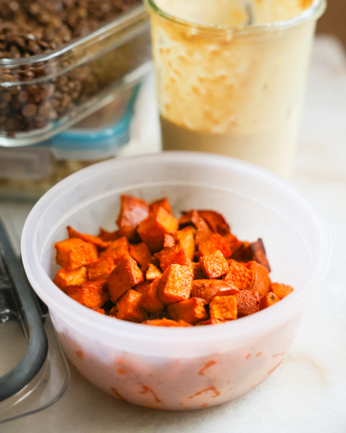 sweet potatoes in a storage container