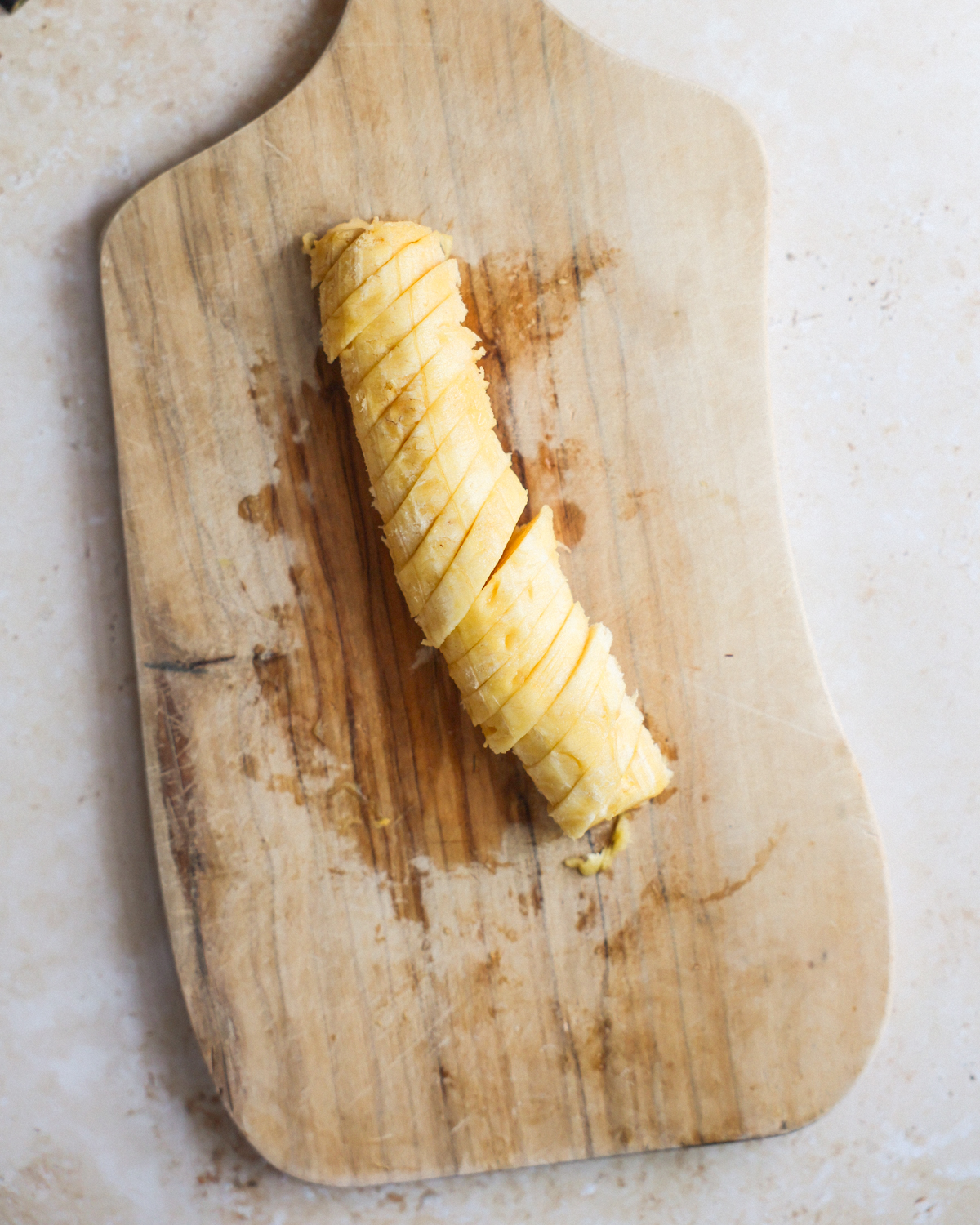 overhead sliced plantain