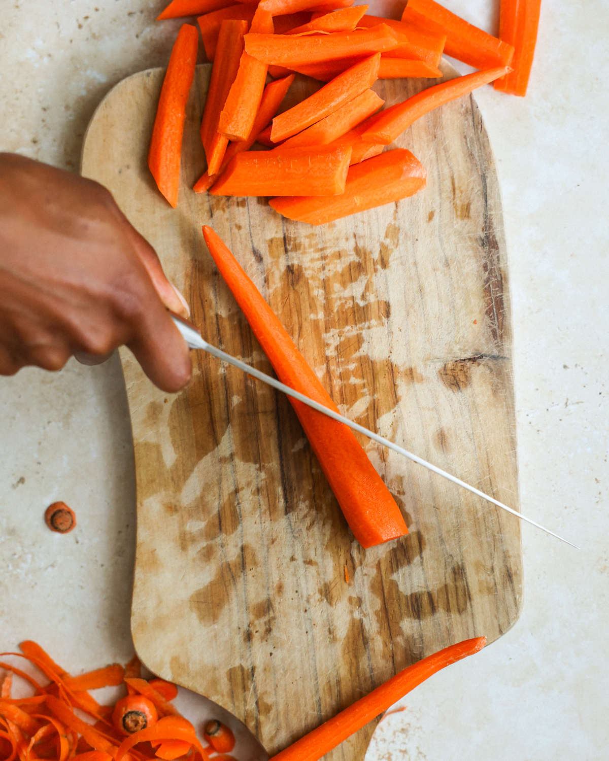 overhead slicing carrots