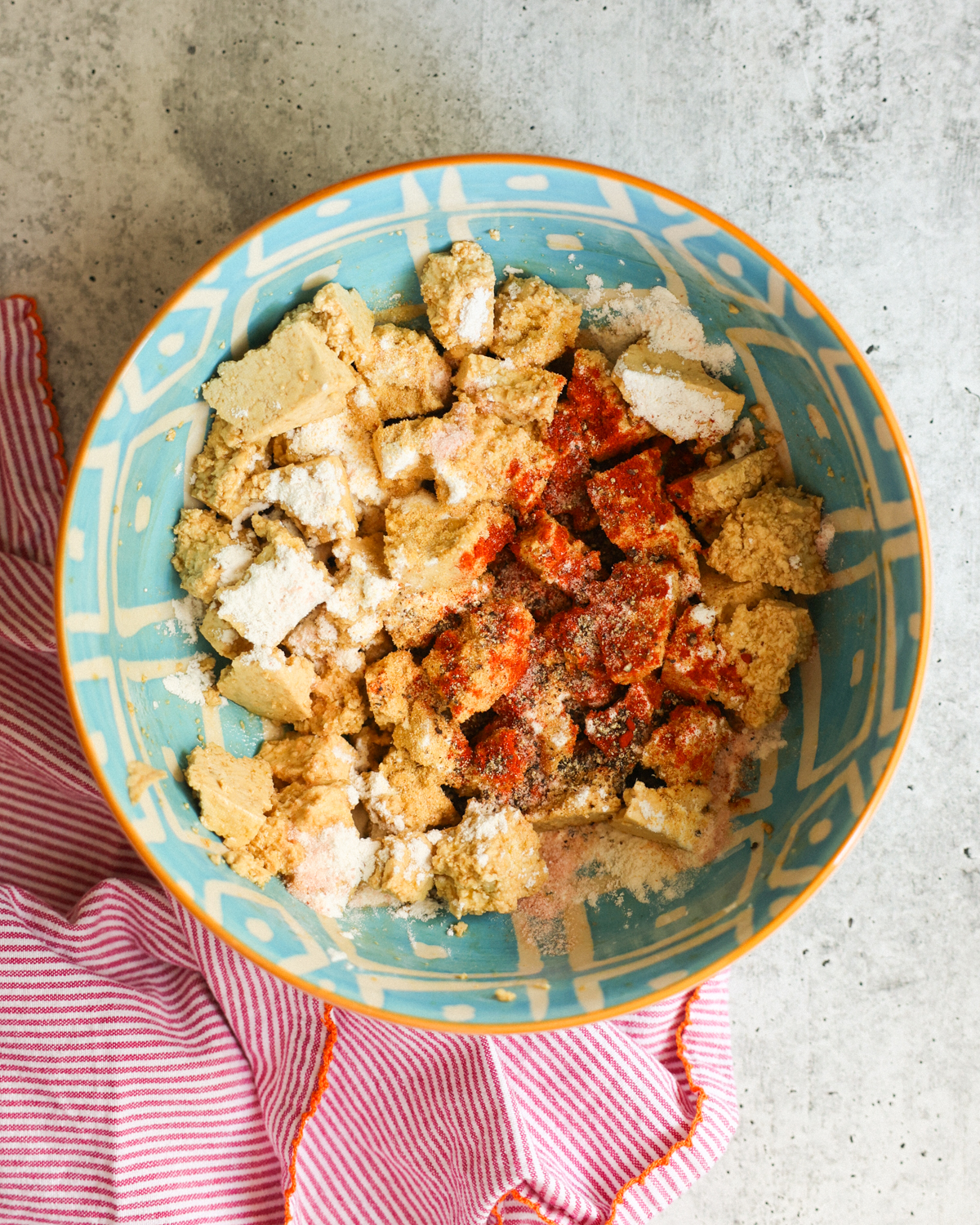 overhead of seasoning on tofu
