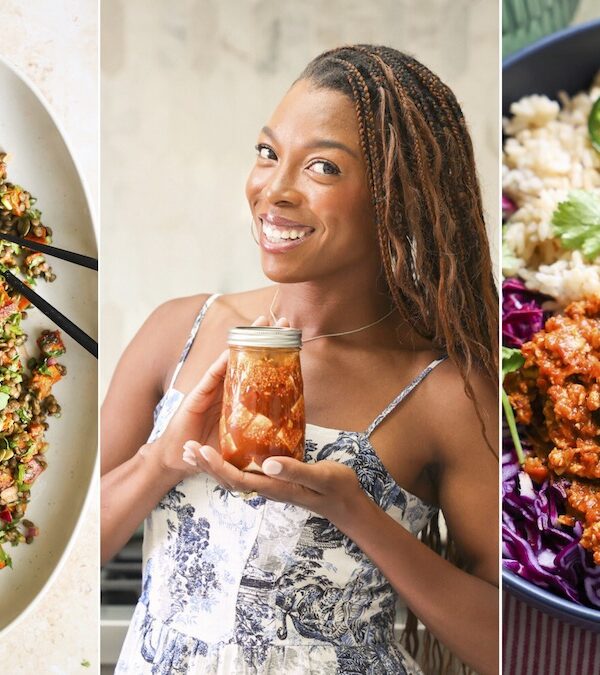 high protein vegan recipes graphic