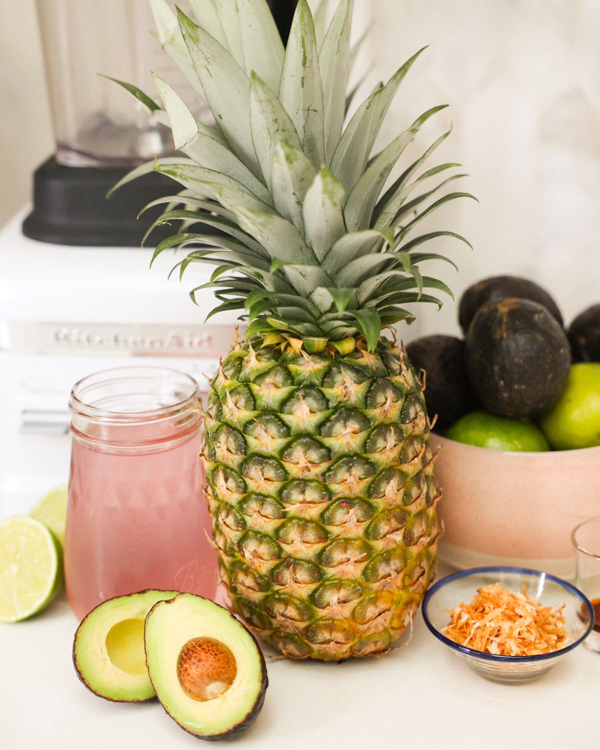 smoothie ingredients on kitchen counter