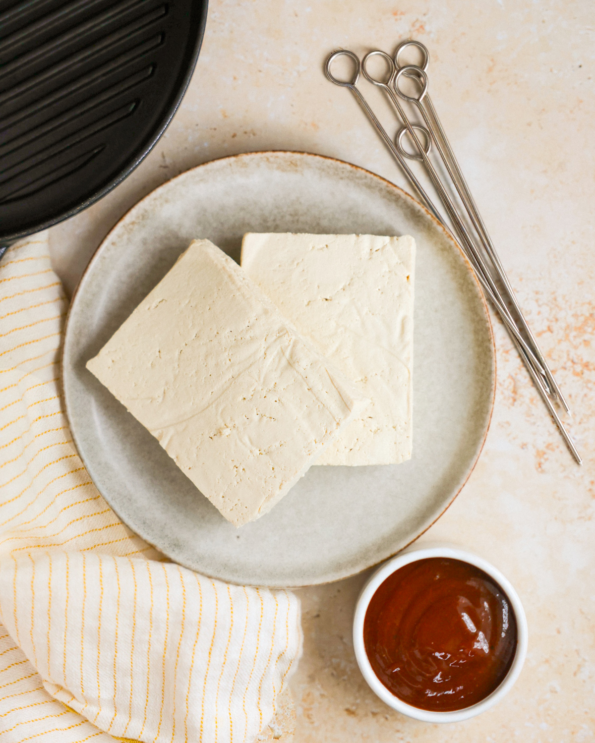 overhead bbq tofu ingredients