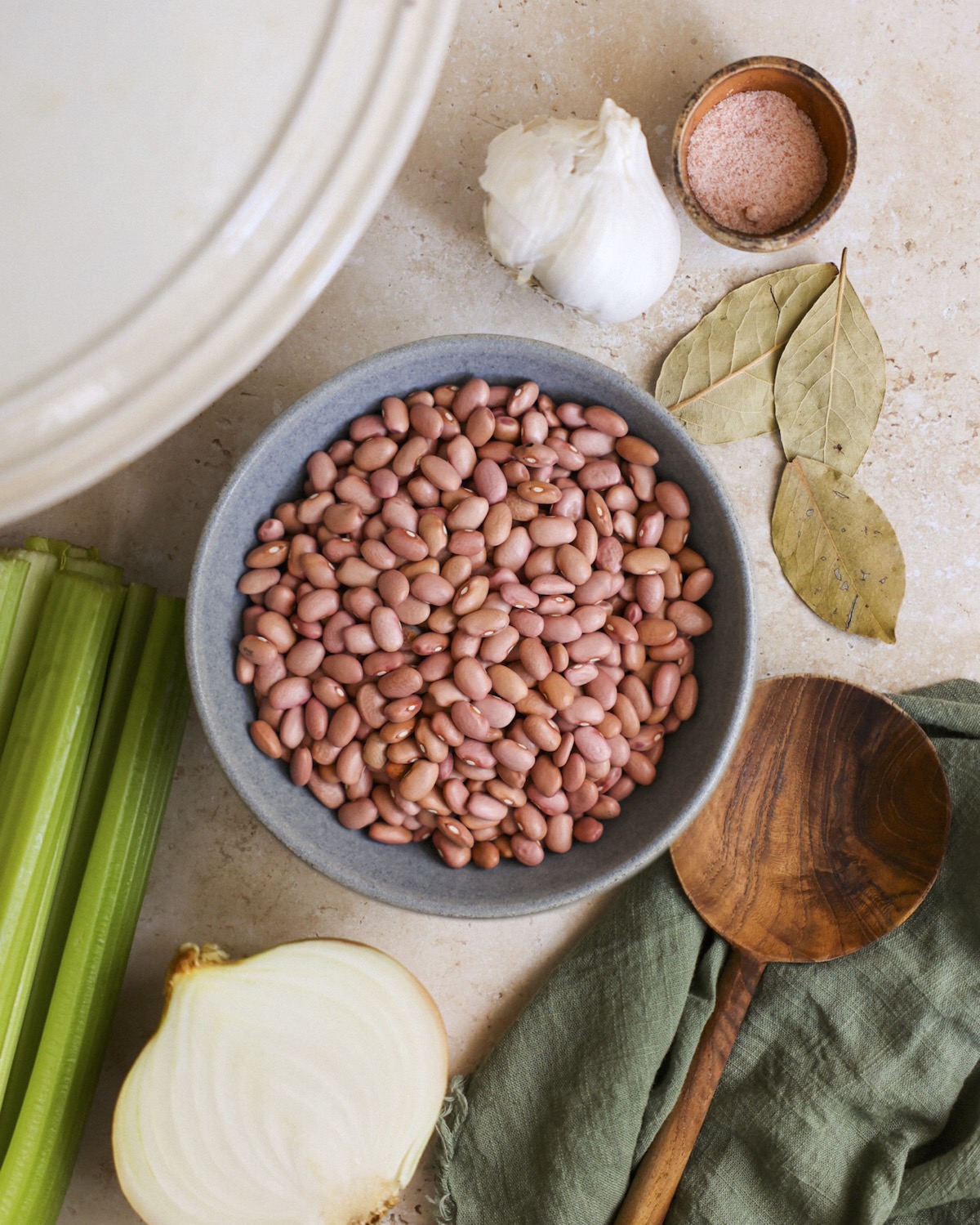 overhead ingredients for kidney beans recipe