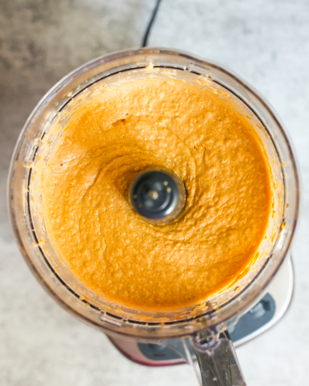 overhead of blended hummus