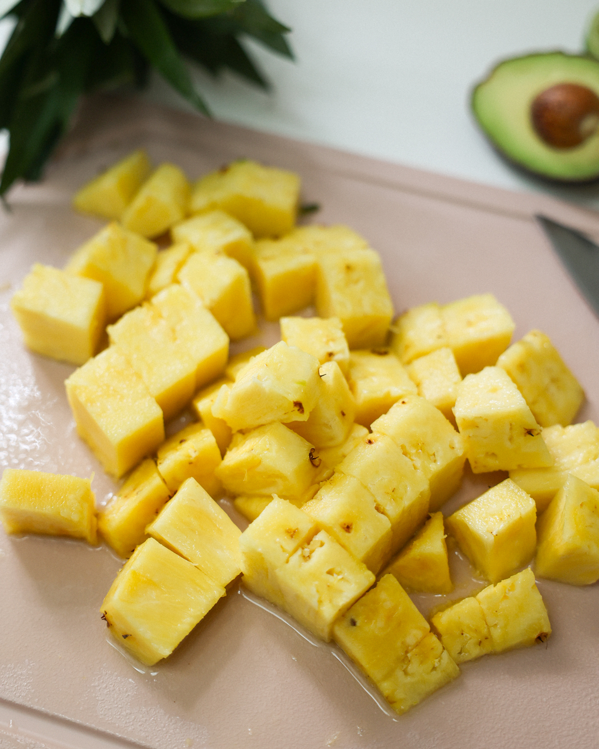 pineapple on a cutting board