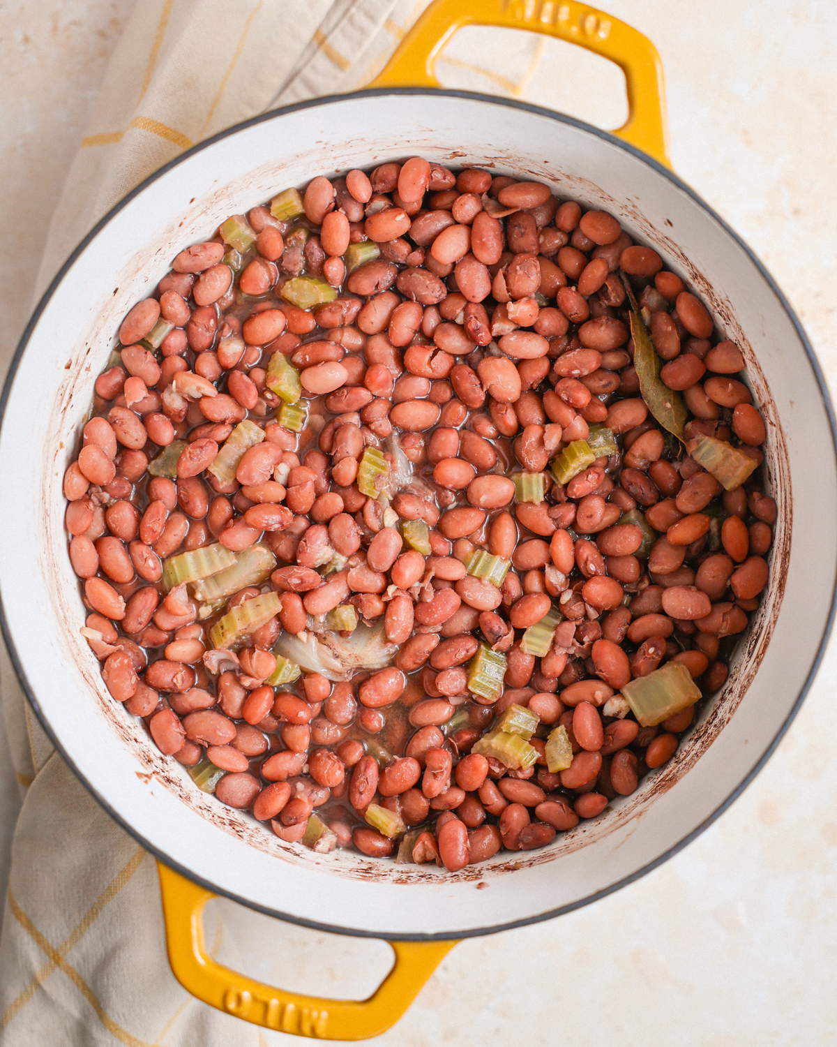 cooked beans in pot