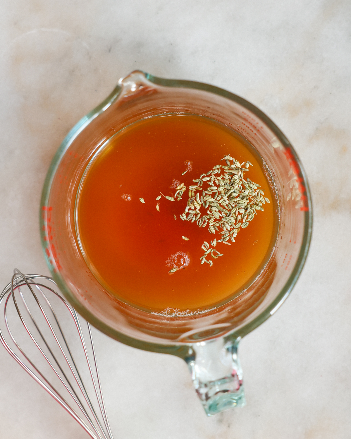 pickling ingredients in a glass container
