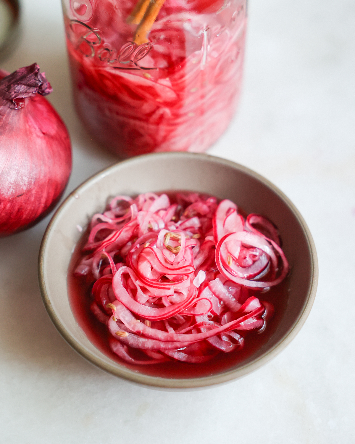 quick pickled onions in a bowl