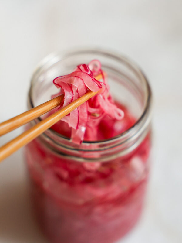 quick pickled onions after an hour
