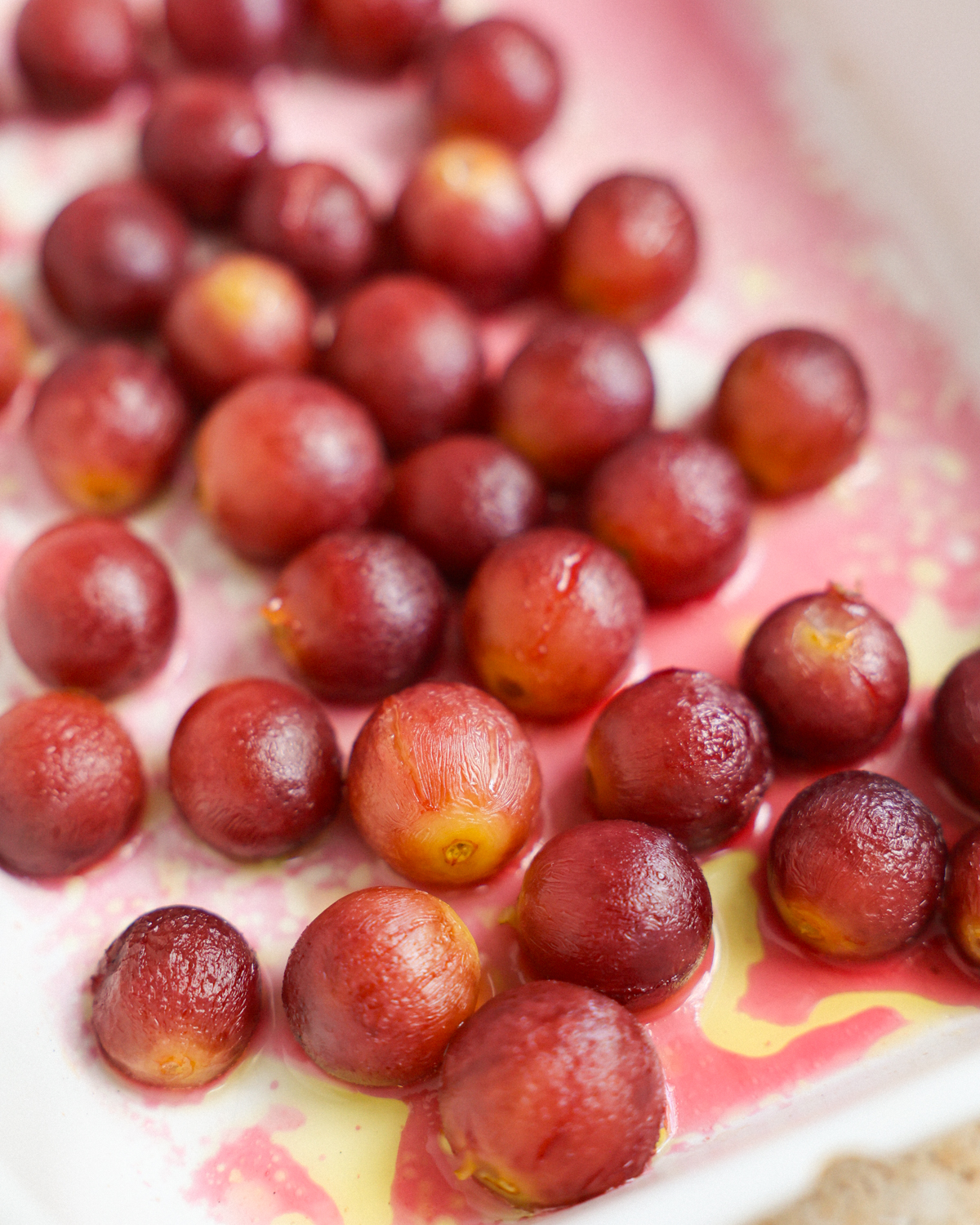 close up of roasted grapes