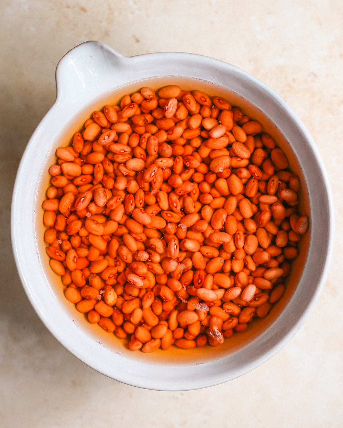 overhead of soaked beans