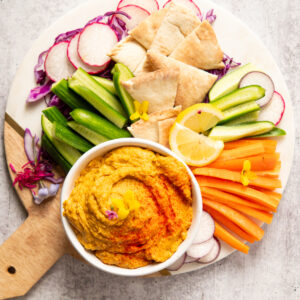 Sweet potato hummus platter.