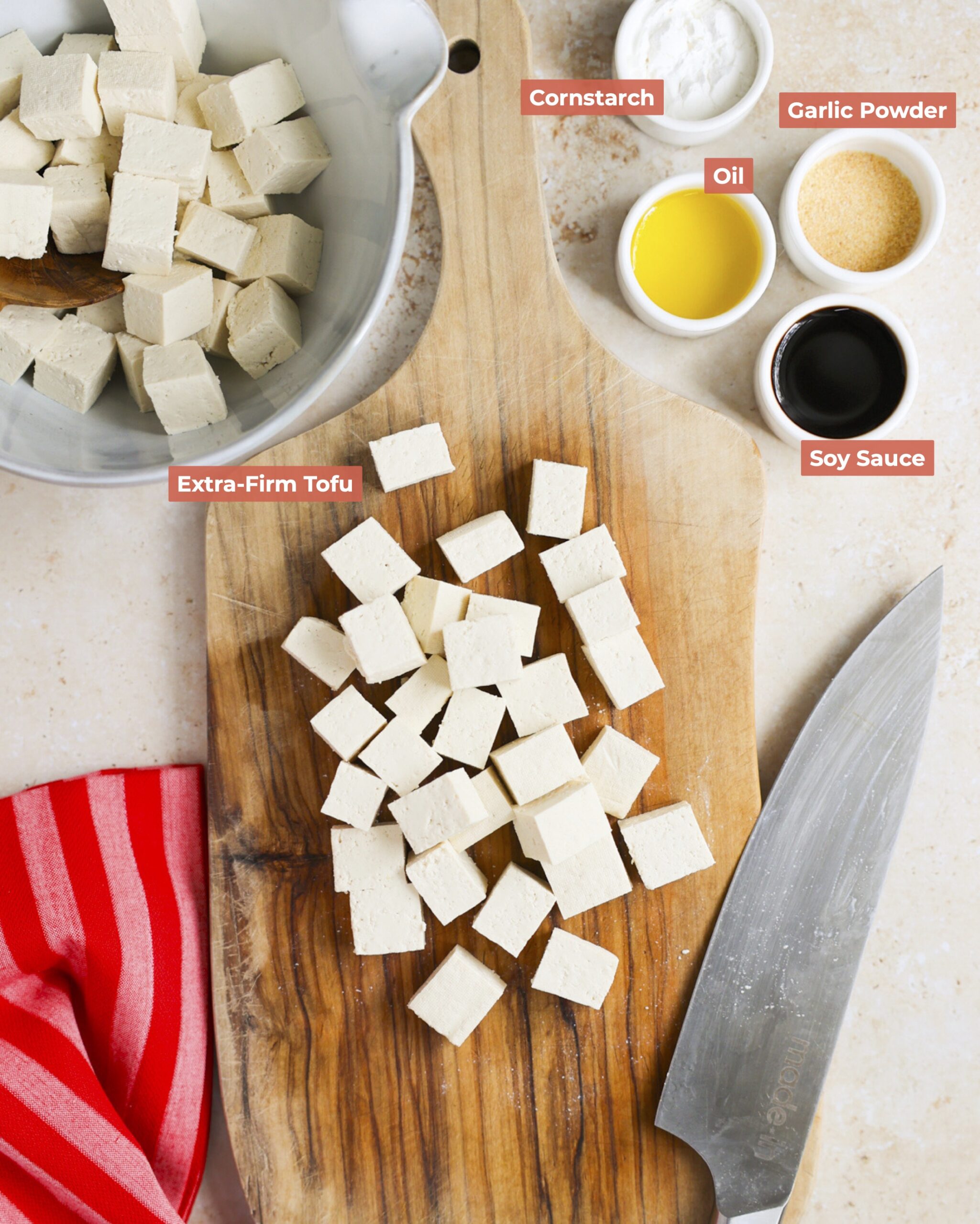 Air fryer tofu ingredients.