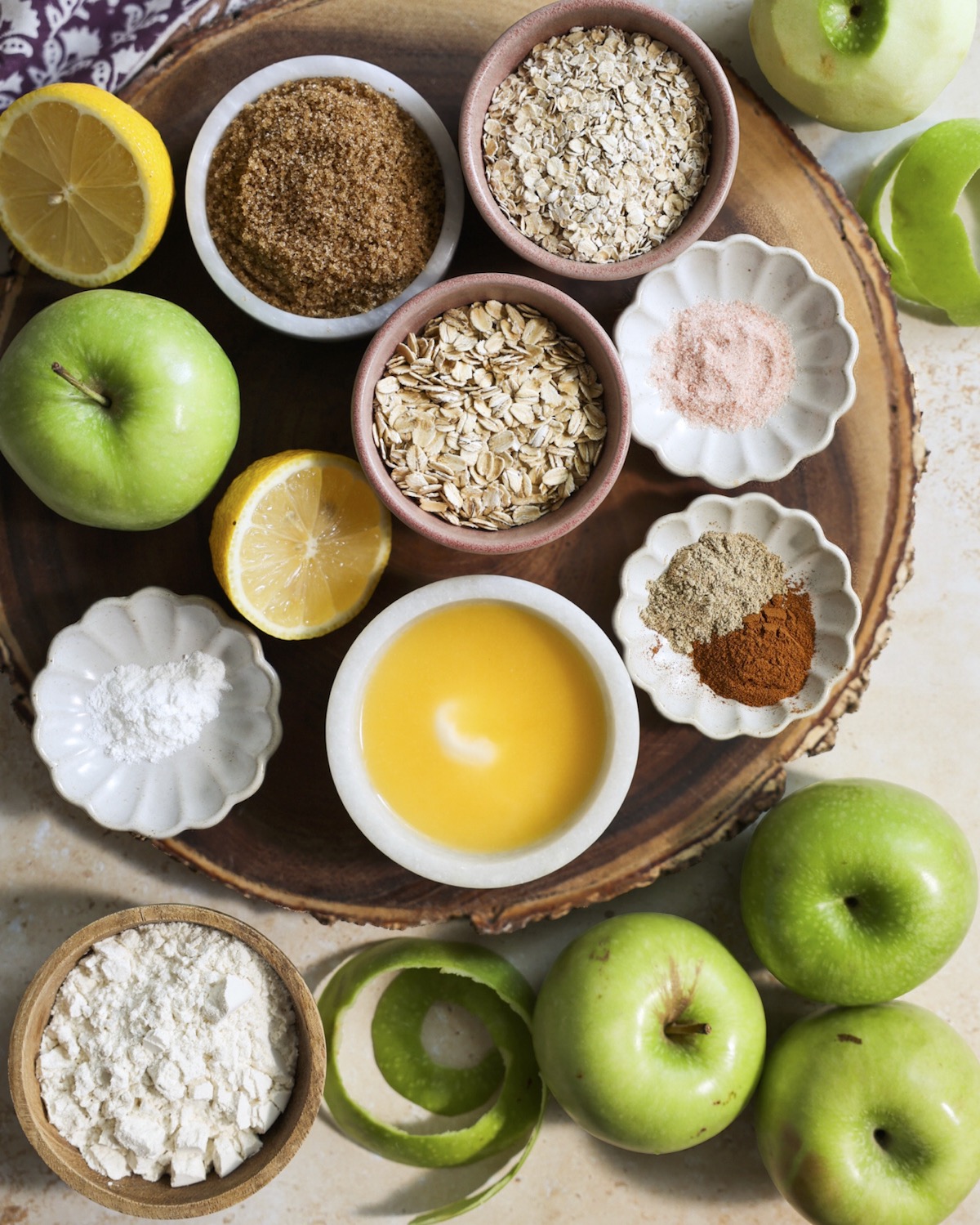 overhead of apple crisp ingredients