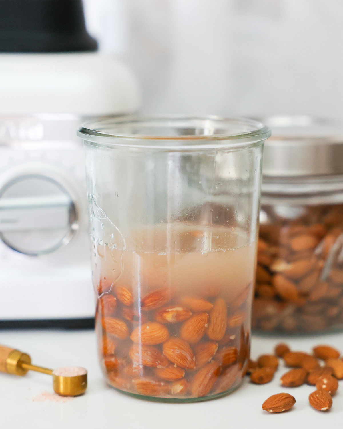 almond milk ingredients on counter