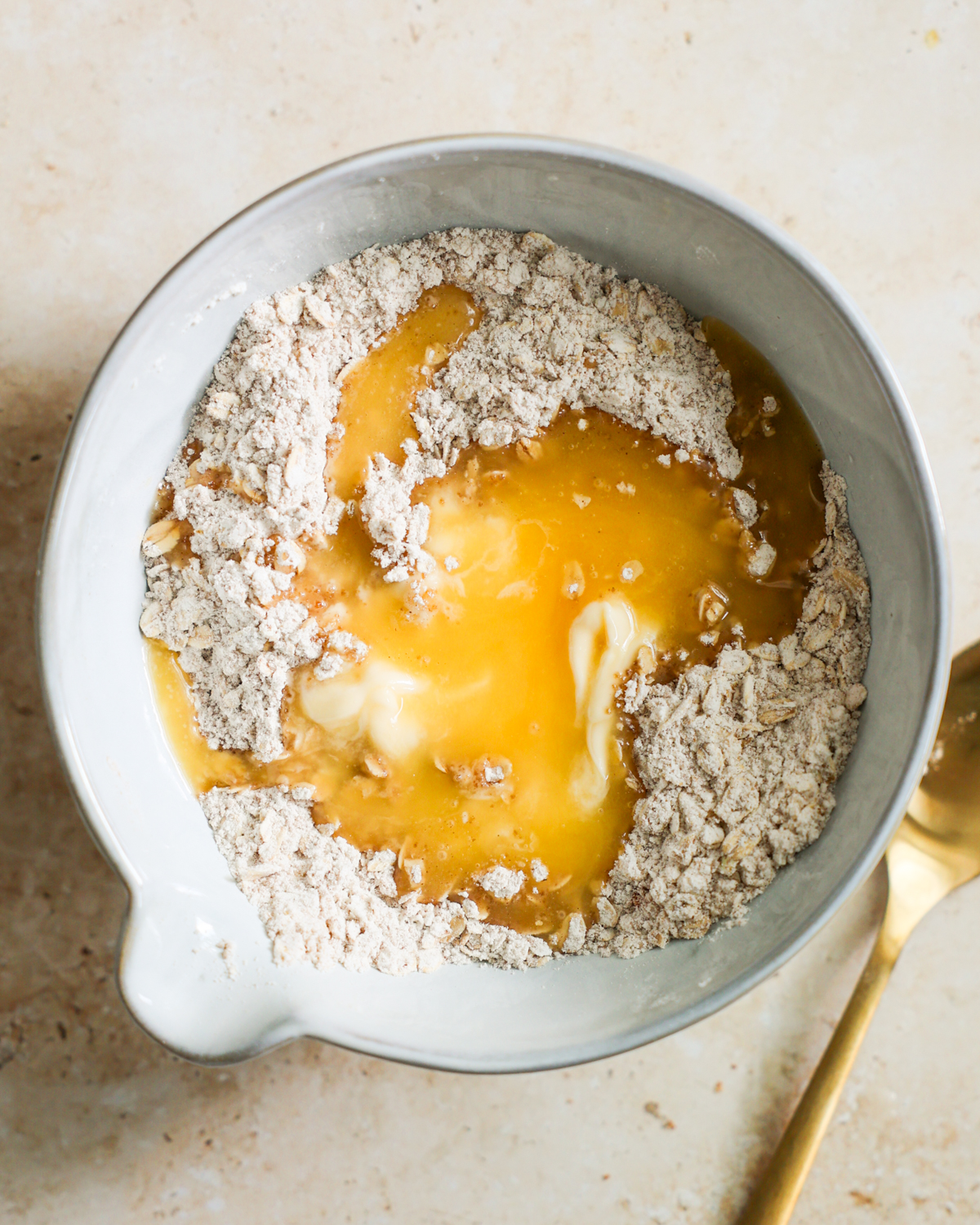 overhead butter added to the oat topping