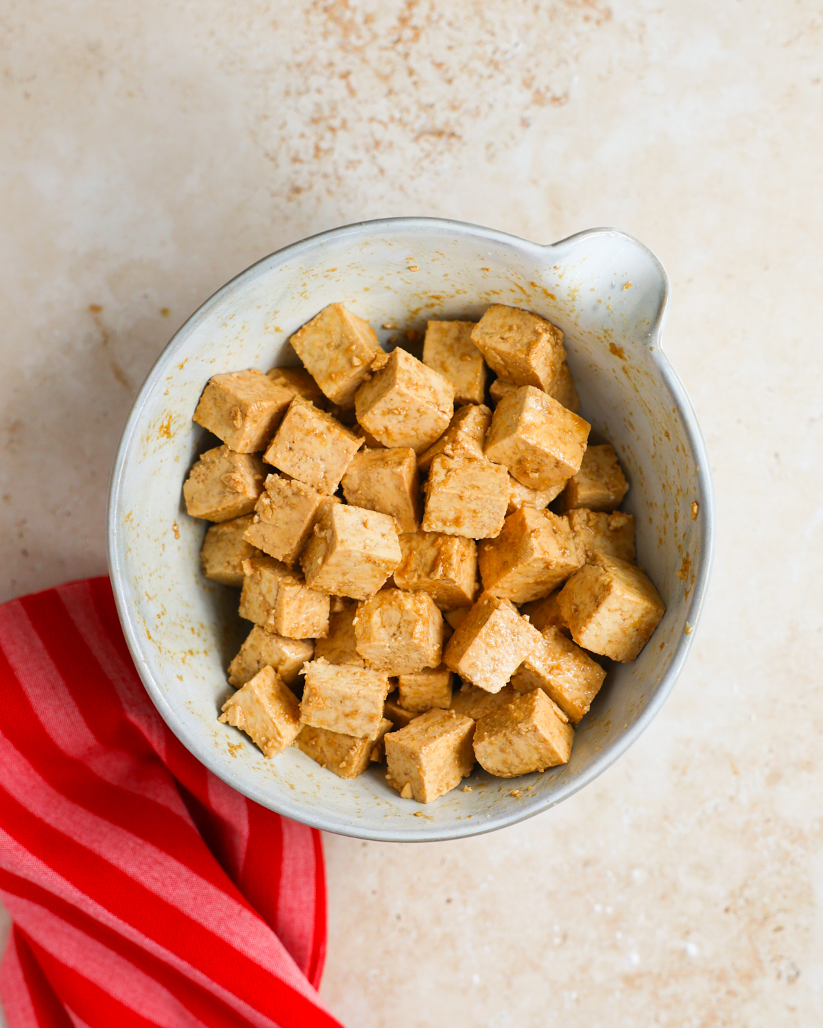 overhead tofu tossed in spices