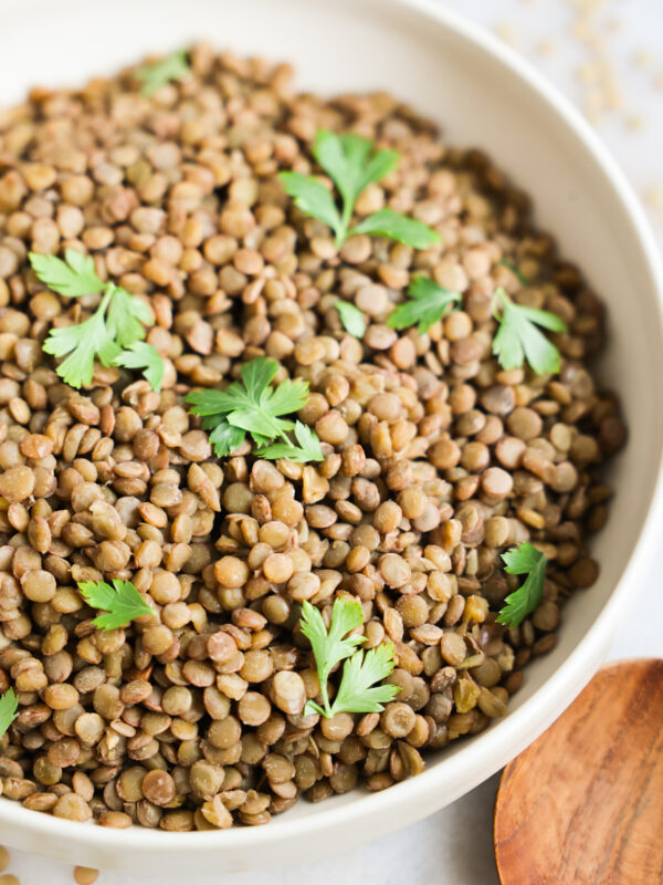 cooked lentils in a bowl