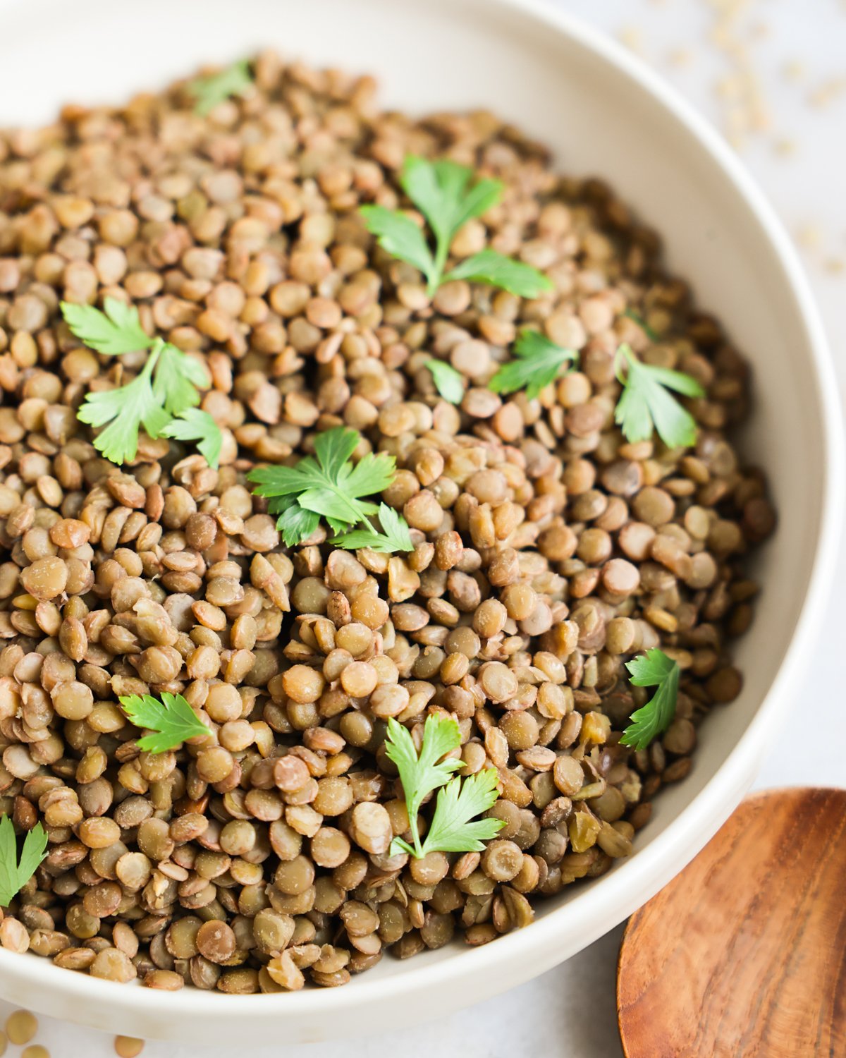 cooked lentils in a bowl