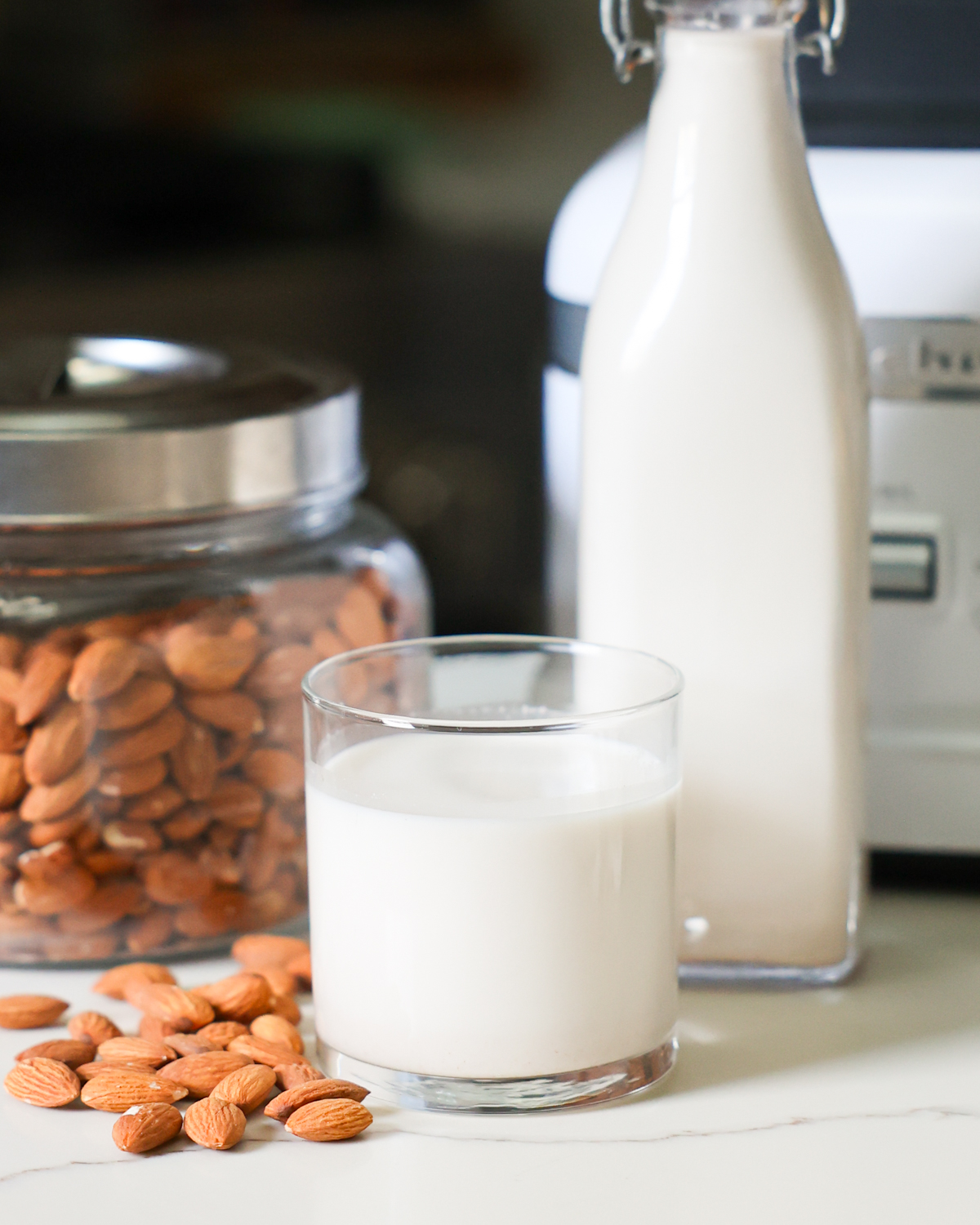 glass of almond milk