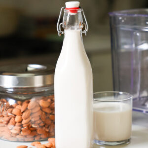 almond milk in jar