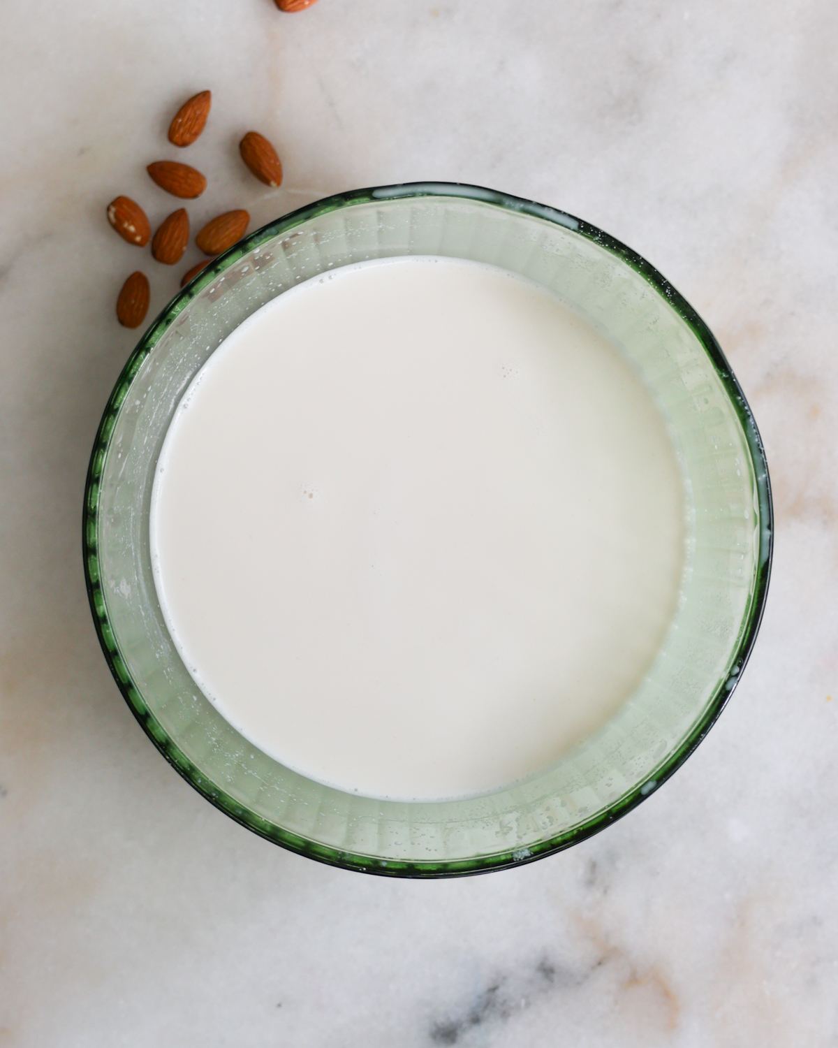 almond milk in bowl