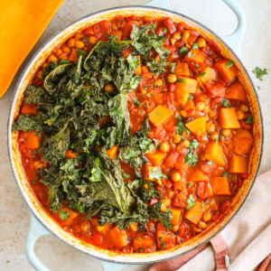 overhead chickpea tagine in pan