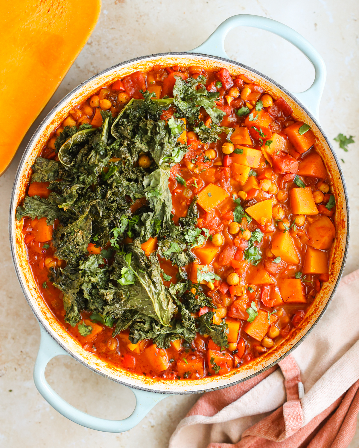 overhead chickpea tagine in pan