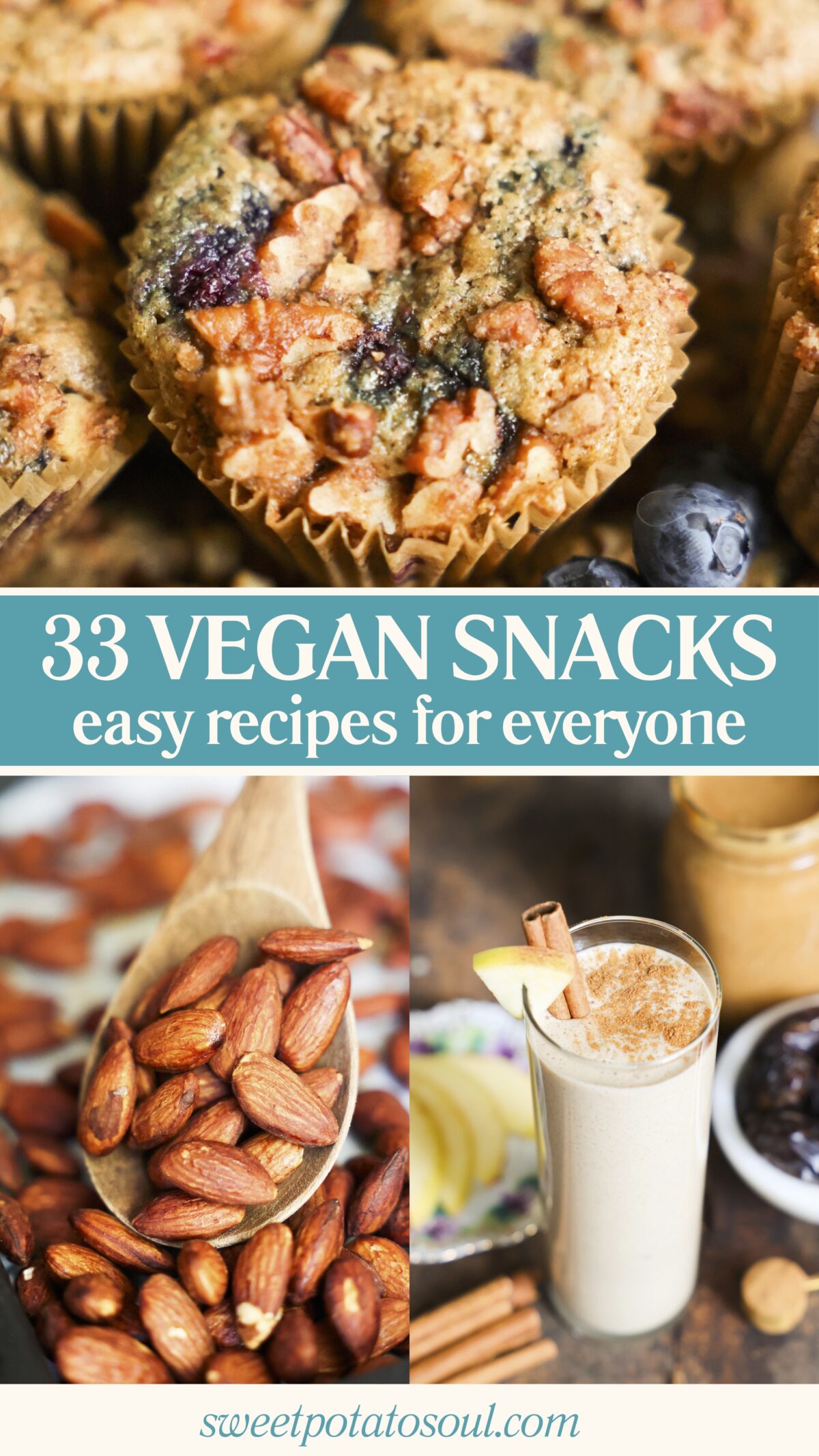 vegan snack recipes pinterest graphic
