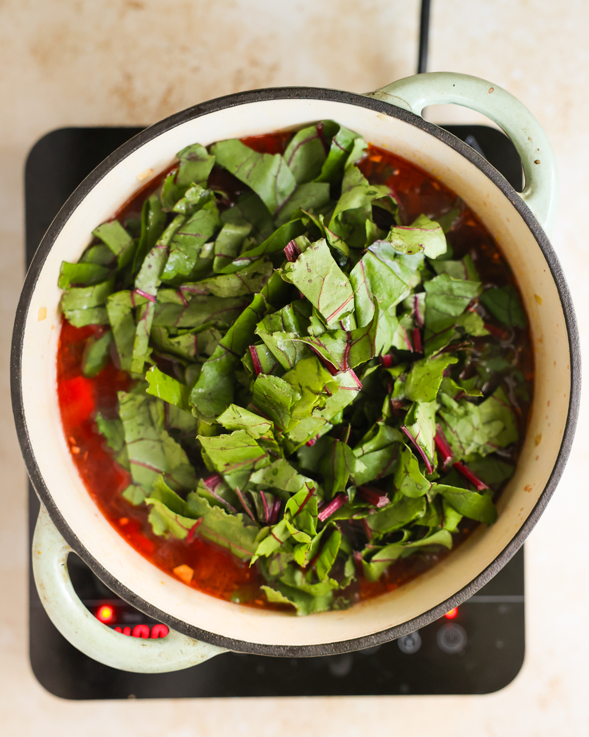 beet greens added to soup