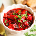 beet soup in bowl