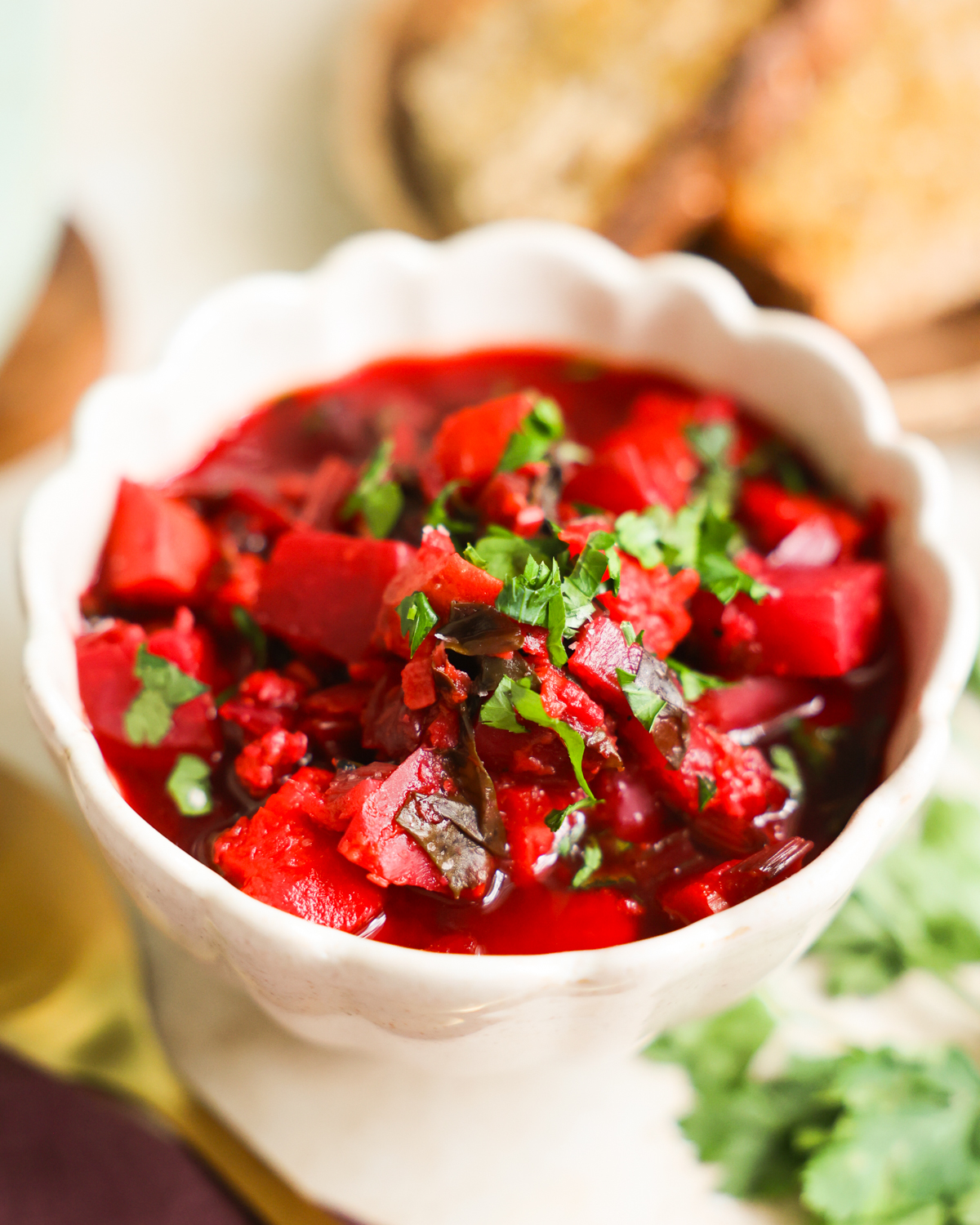 beet soup in bowl GoVeganWay.com