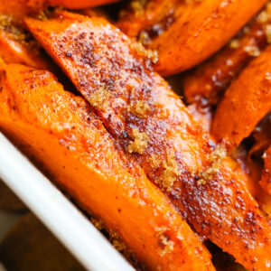 close up of candied sweet potatoes