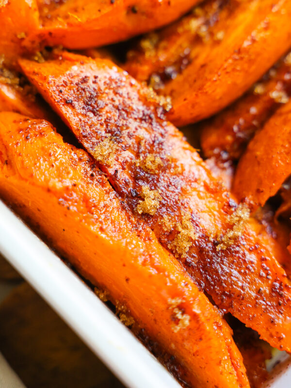close up of candied sweet potatoes