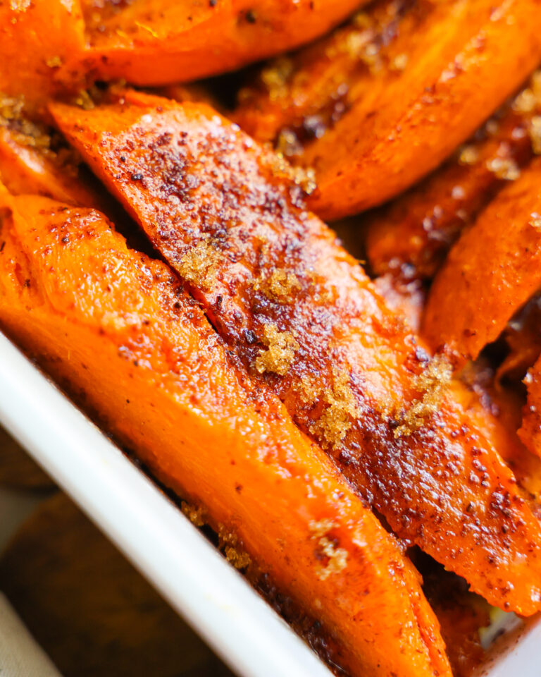 close up of candied sweet potatoes