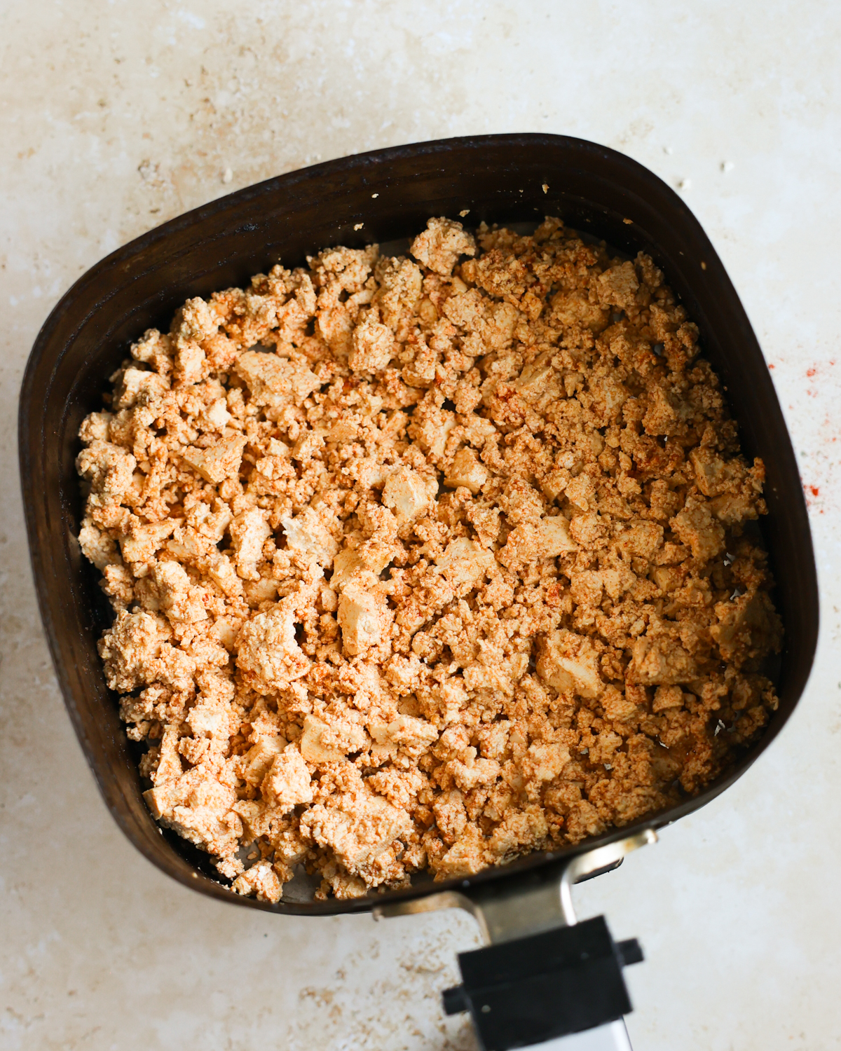 overhead tofu in air fryer