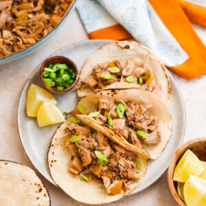 jerk jackfruit tacos on plate