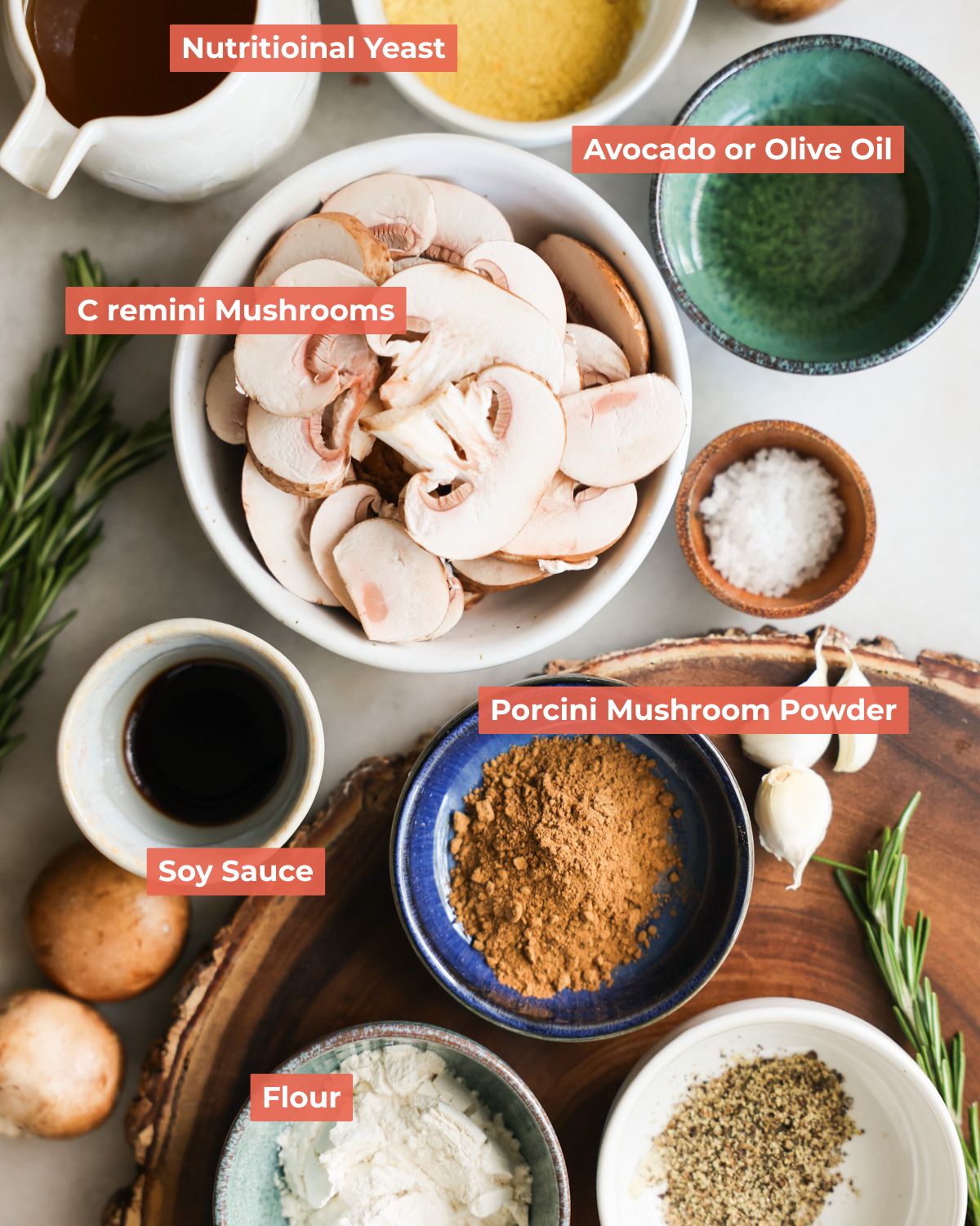 labeled vegan mushroom gravy ingredients