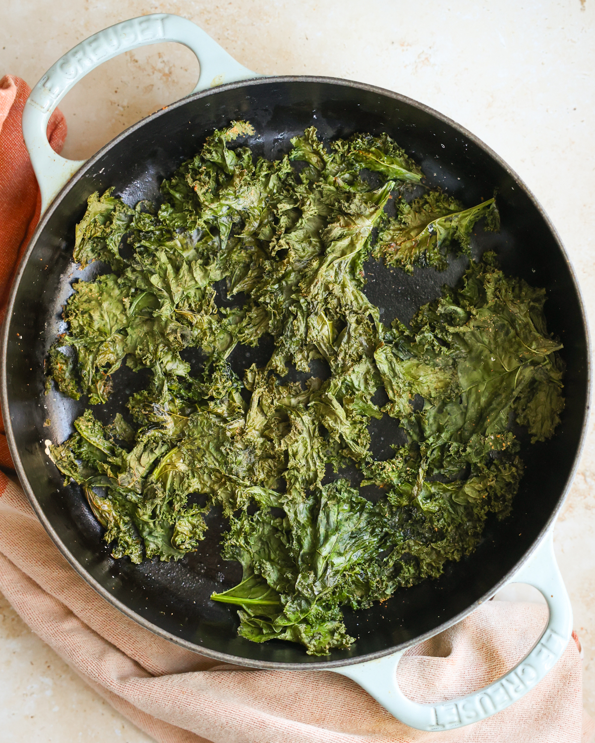 overhead roasted kale