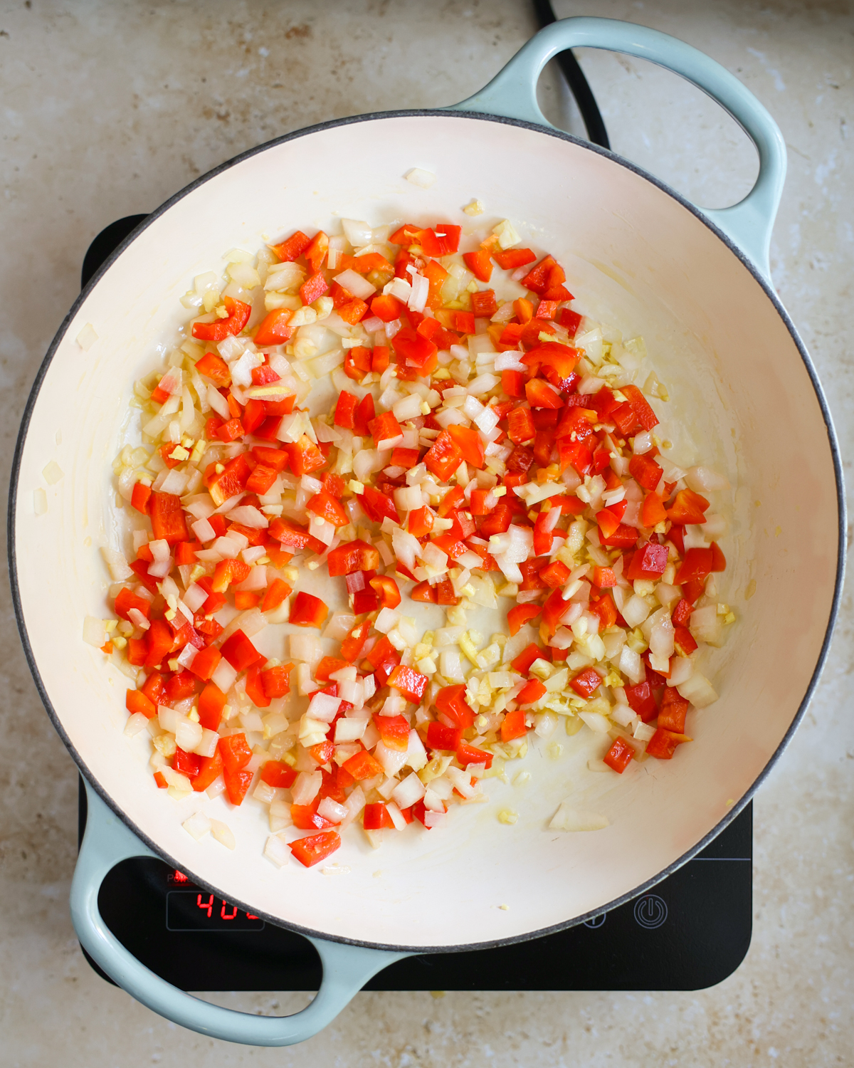 overhead sautéed aromatics