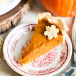 slice of pumpkin pie on plate