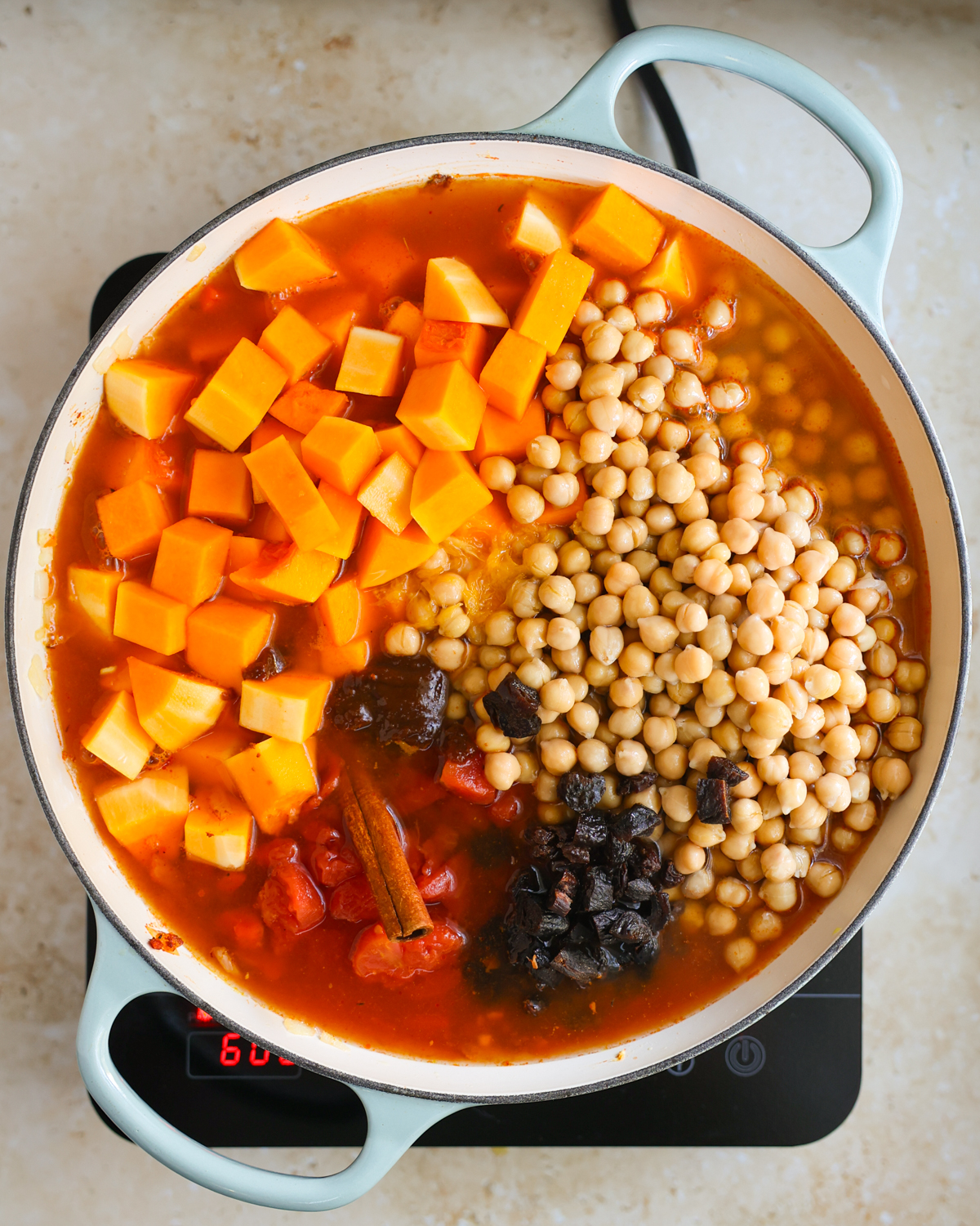 tagine ingredients in skillet
