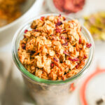 tahini granola in glass jar