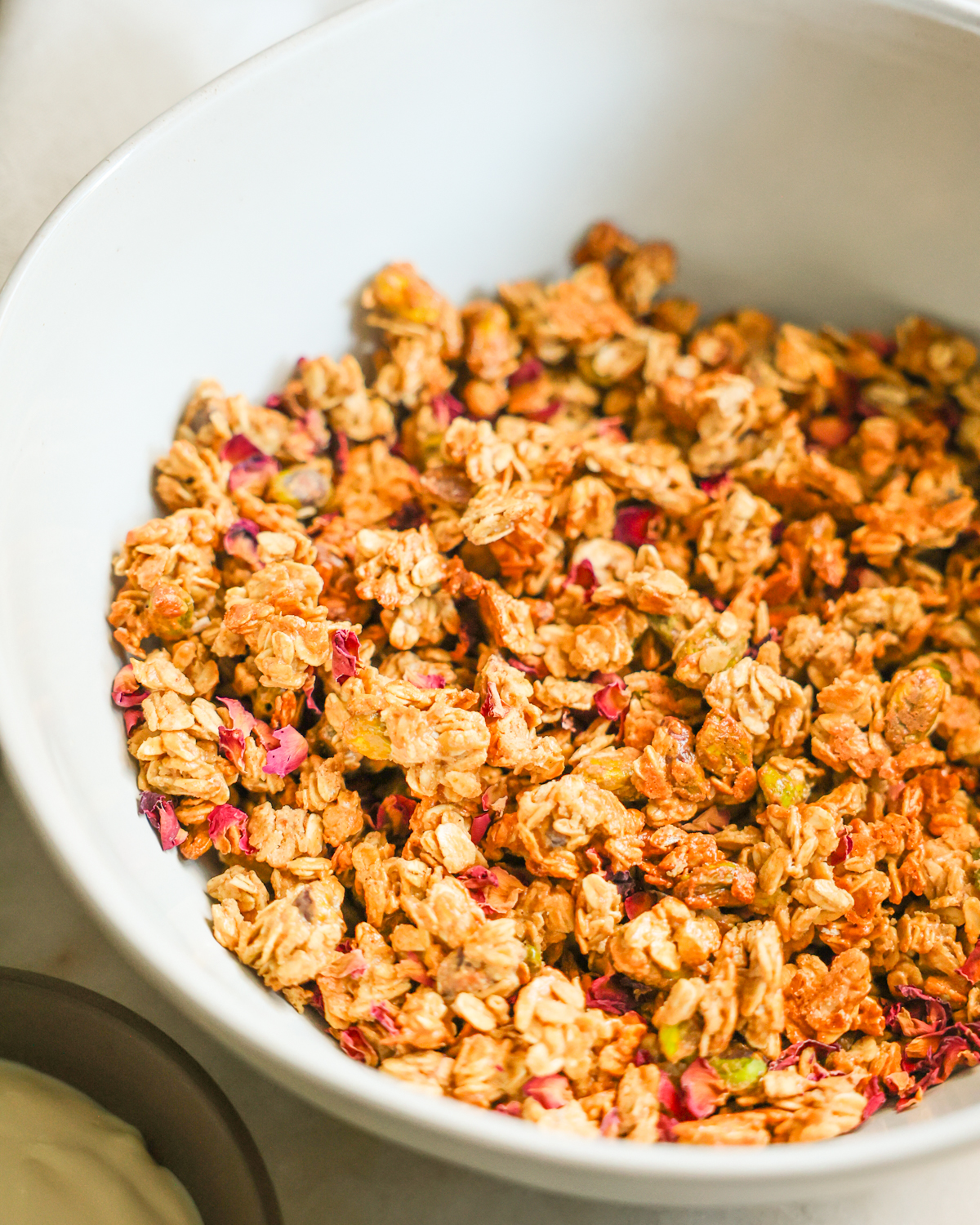 tahini granola in a bowl