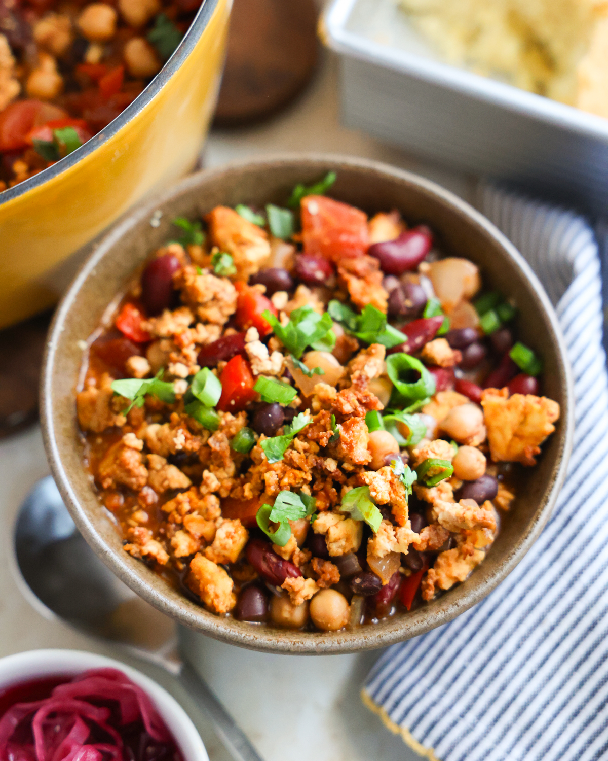 tofu chili in a bowl