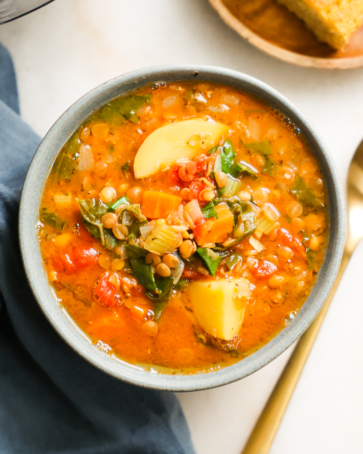 overhead lentil soup