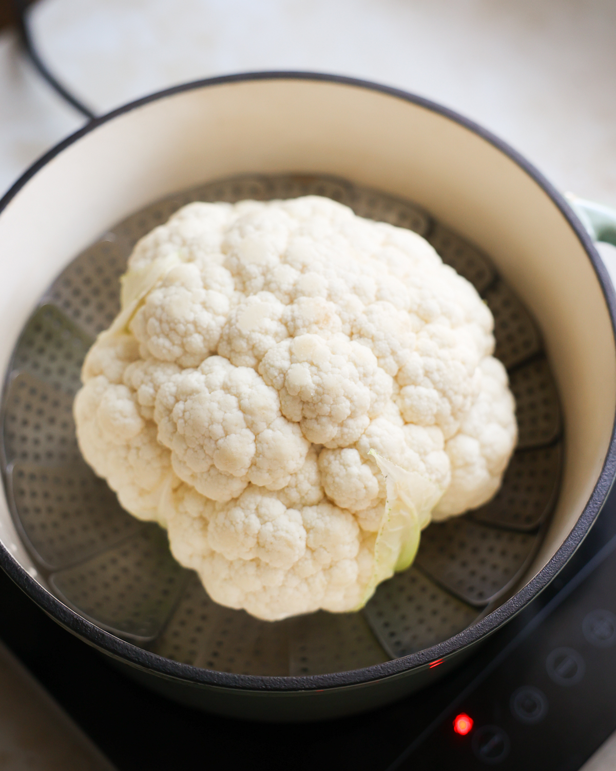 overhead cauliflower in steamer
